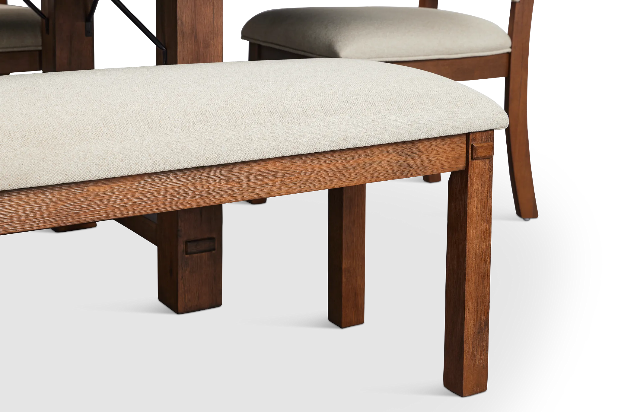 Park City Dark Tone Rect Table With 4 Upholstered Side Chairs & Bench