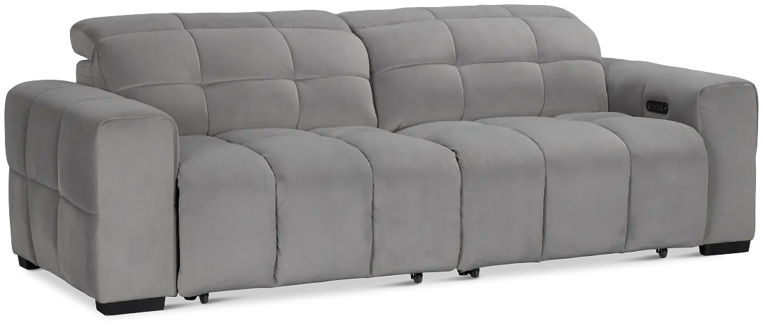 Gemma Light Gray Velvet Power Chaise Sofa