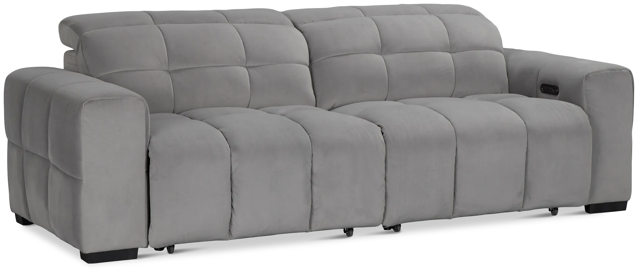 Gemma Light Gray Velvet Power Chaise Sofa