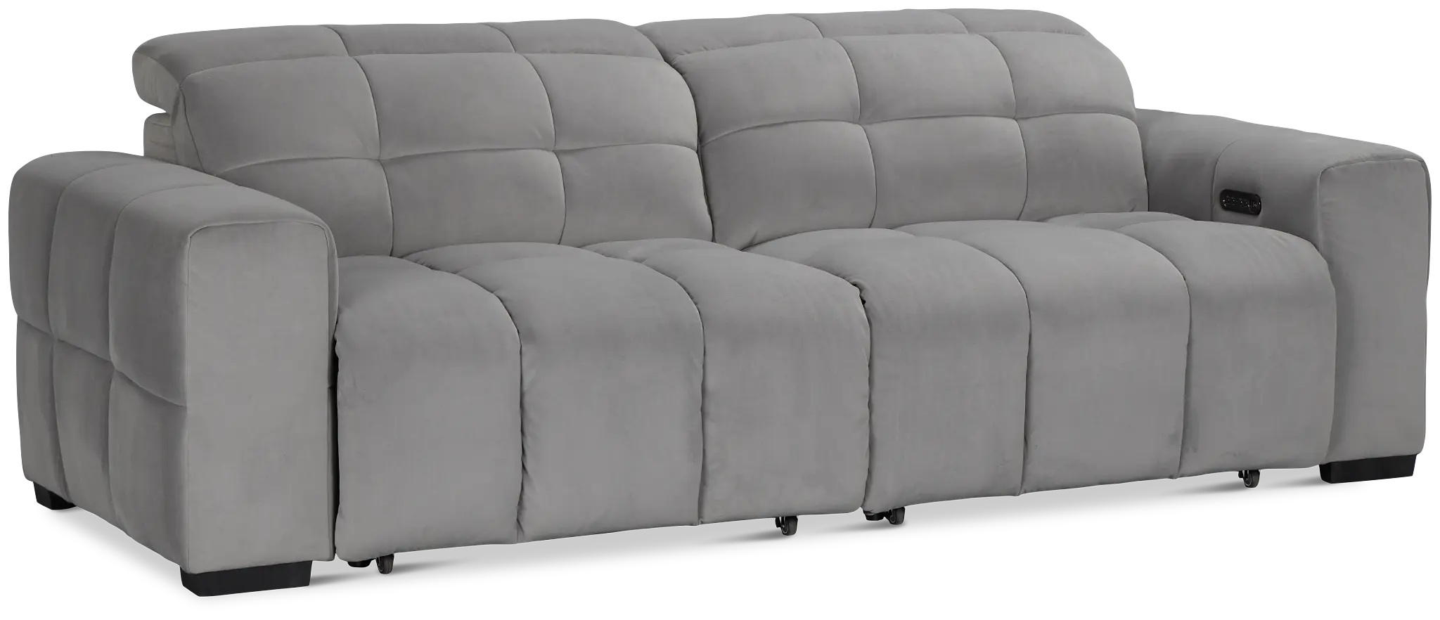 Gemma Light Gray Velvet Power Chaise Sofa Gemma Light Gray Velvet Power Chaise Sofa