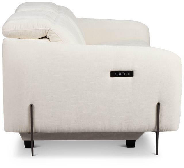 Zuri White Velvet Power Reclining Sofa W/ Power Headrest