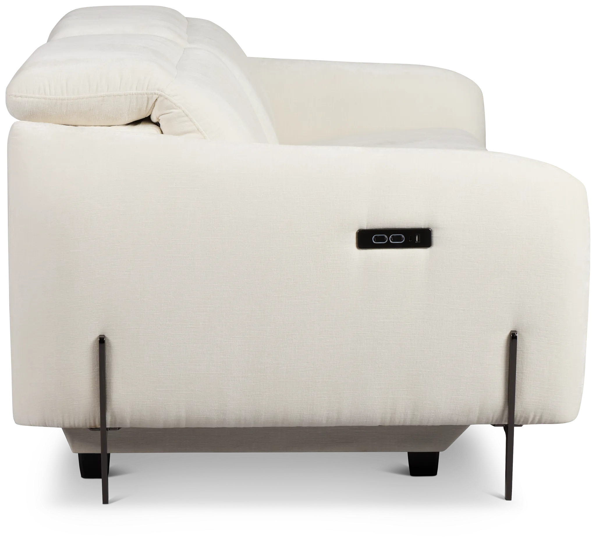 Zuri White Velvet Power Reclining Sofa W/ Power Headrest