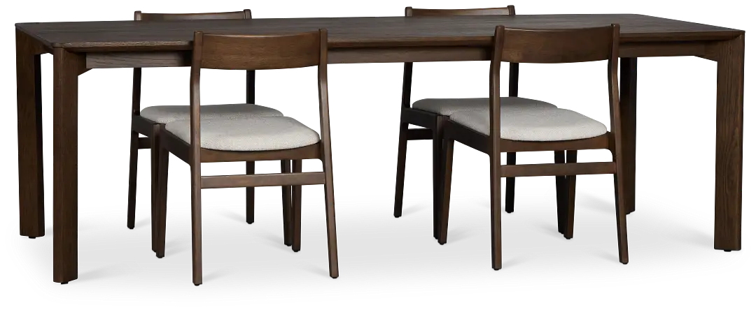Santorini Dark Tone Rect Table & 4 Upholstered Chairs Santorini Dark Tone Rect Table & 4 Upholstered Chairs