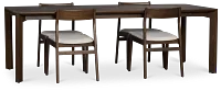 Santorini Dark Tone Rect Table & 4 Upholstered Chairs