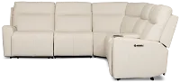 Flexsteel Sterling Ivory Lthr/vinyl Medium Triple Power 2-arm Sectional
