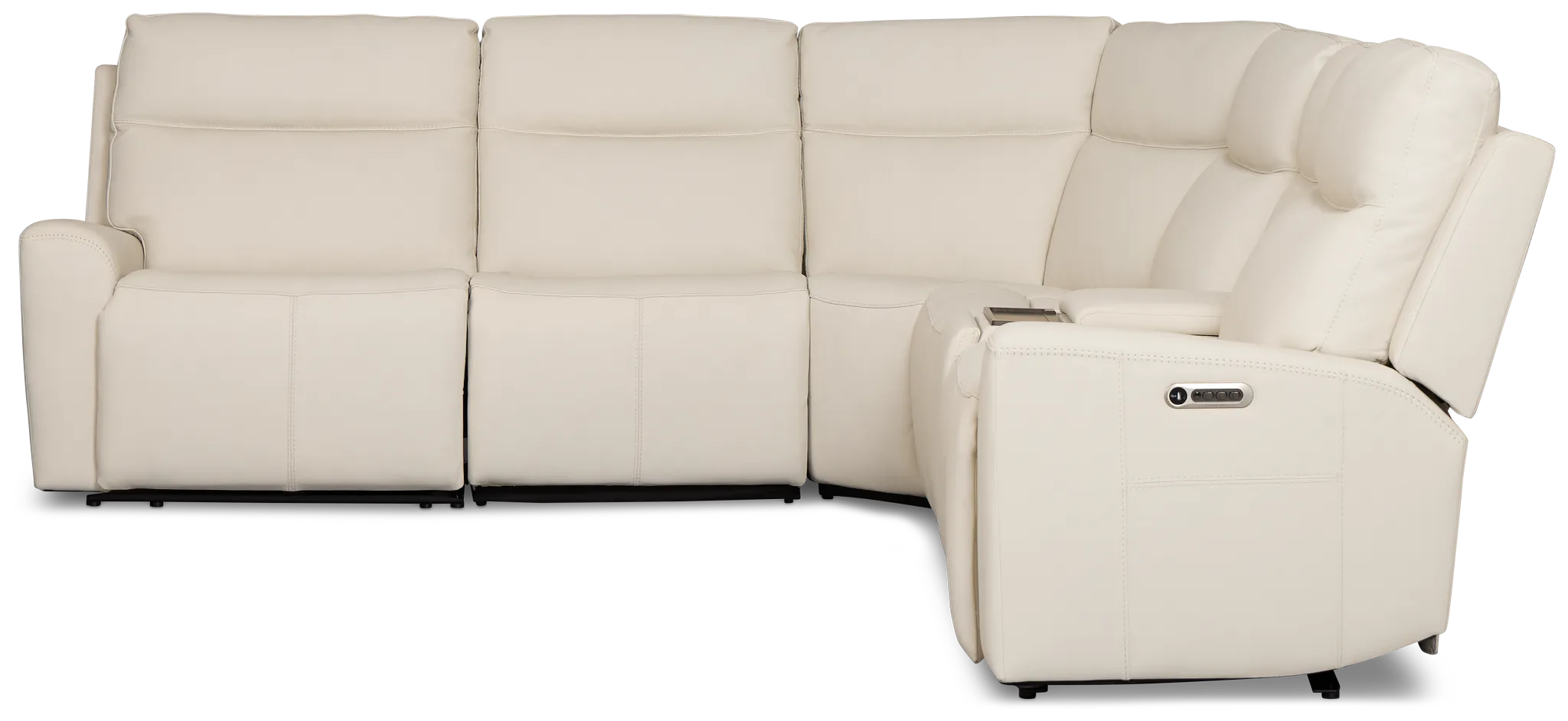 Flexsteel Sterling Ivory Lthr/vinyl Medium Triple Power 2-arm Sectional