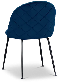 Capri Dark Blue Velvet Upholstered Side Chair W/ Black Legs