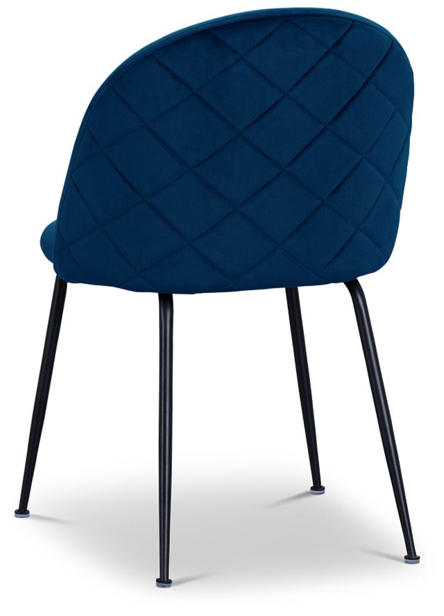Capri Dark Blue Velvet Upholstered Side Chair W/ Black Legs