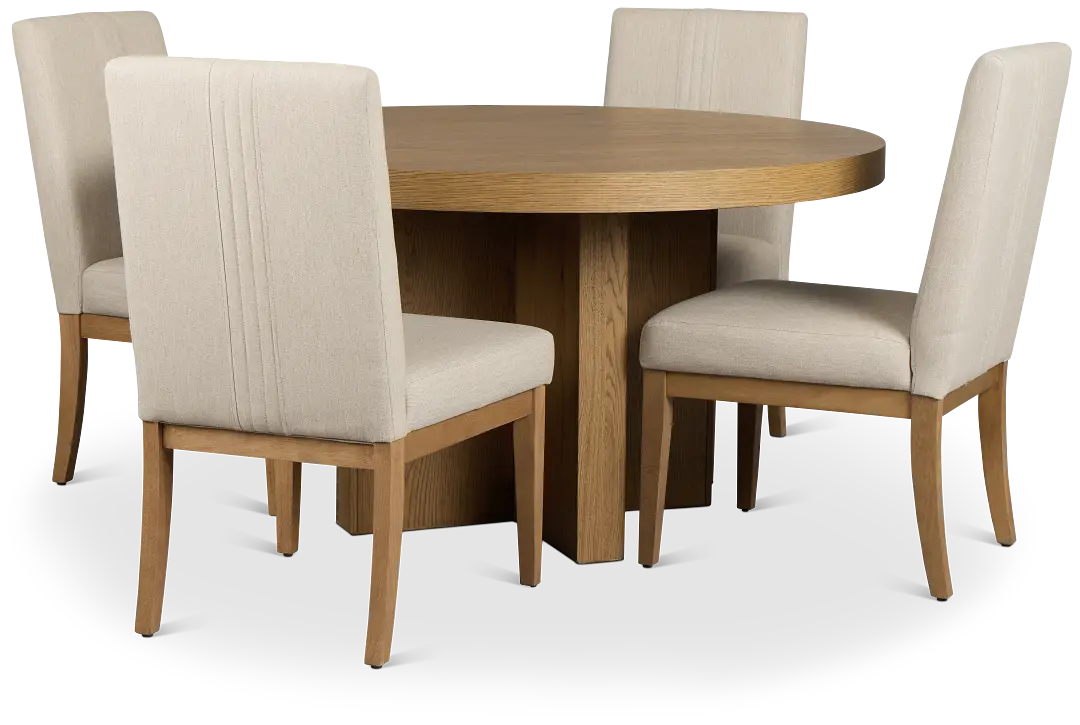 Tahoe Light Tone Round Table & 4 Upholstered Chairs Tahoe Light Tone Round Table & 4 Upholstered Chairs