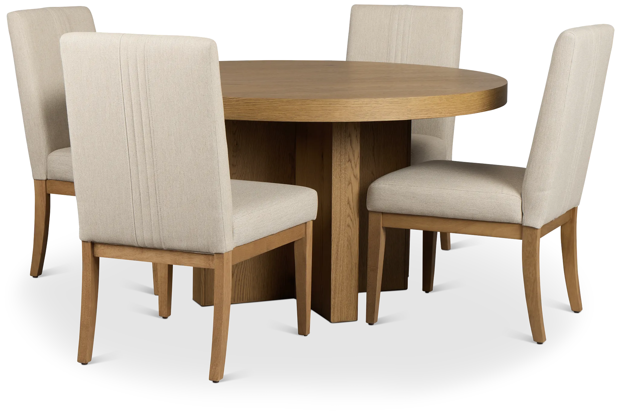 Tahoe Light Tone Round Table & 4 Upholstered Chairs
