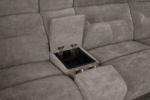 Travis Gray Fabric Large Dual Power Reclining Two-arm Sectional