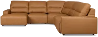 Rudy Brown Lthr/vinyl Small Right Chaise Power Extension Sectional