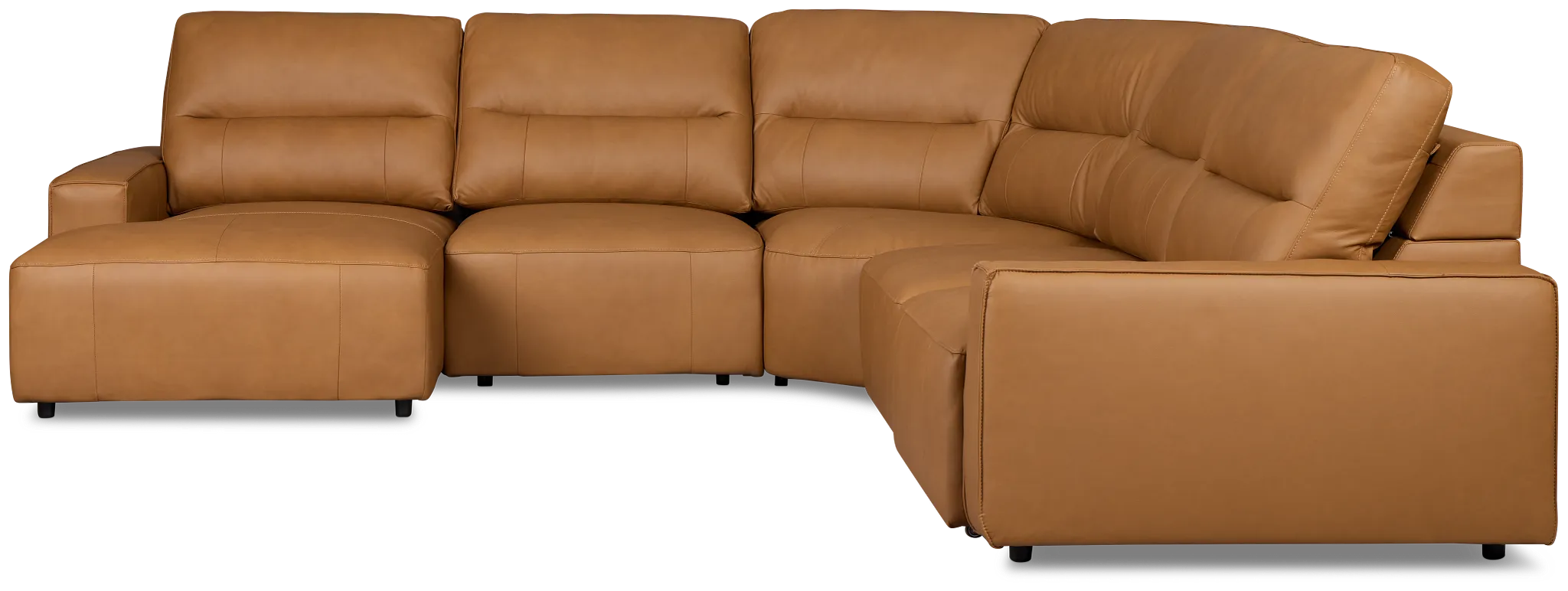 Rudy Brown Lthr/vinyl Small Right Chaise Power Extension Sectional