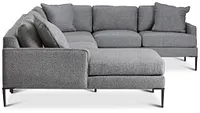 Morgan Dark Gray Fabric Medium Left Chaise Sectional W/ Metal Legs
