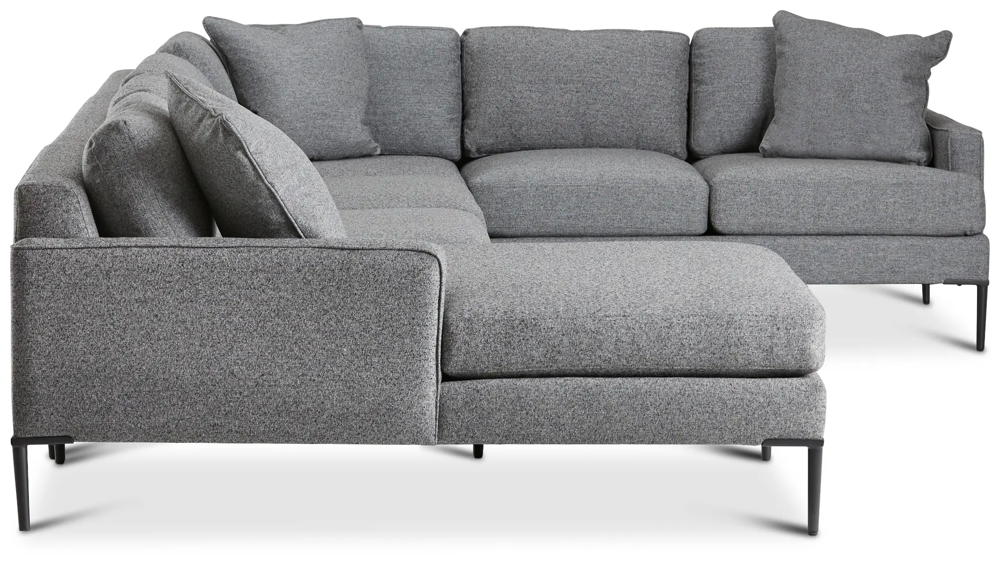 Morgan Dark Gray Fabric Medium Left Chaise Sectional W/ Metal Legs Morgan Dark Gray Fabric Medium Left Chaise Sectional W/ Metal Legs