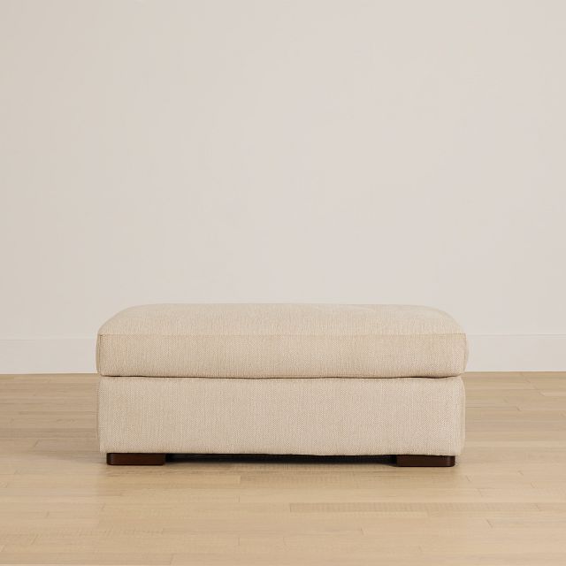 Alpha Beige Fabric Ottoman