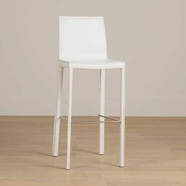 Lugo White 30" Upholstered Barstool