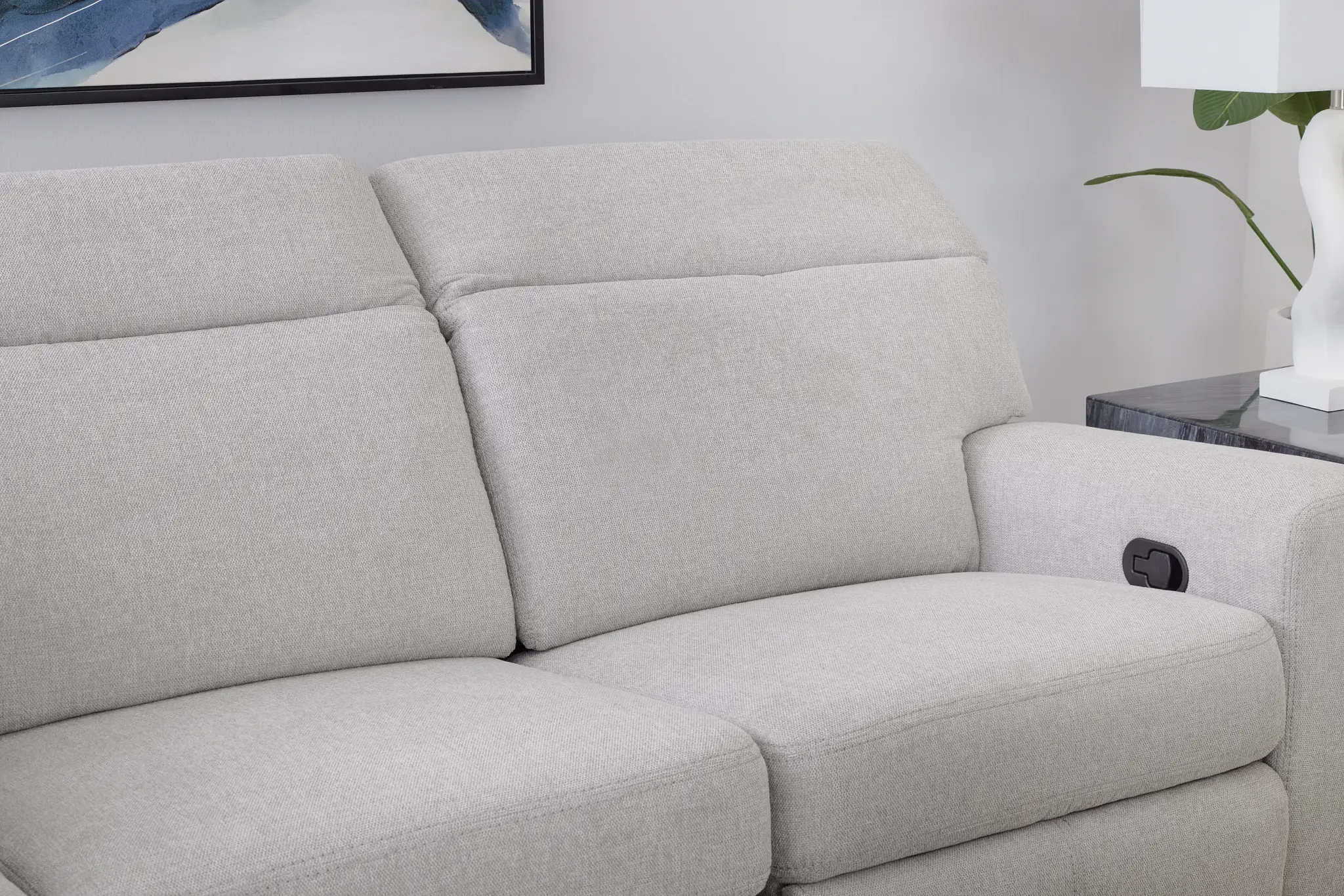 Callum Light Gray Fabric Small Two-arm Manually Reclining Sectional Callum Light Gray Fabric Small Two-arm Manually Reclining Sectional