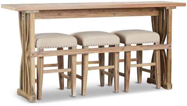 Joplin Light Tone High Table With 3 Backless Barstools