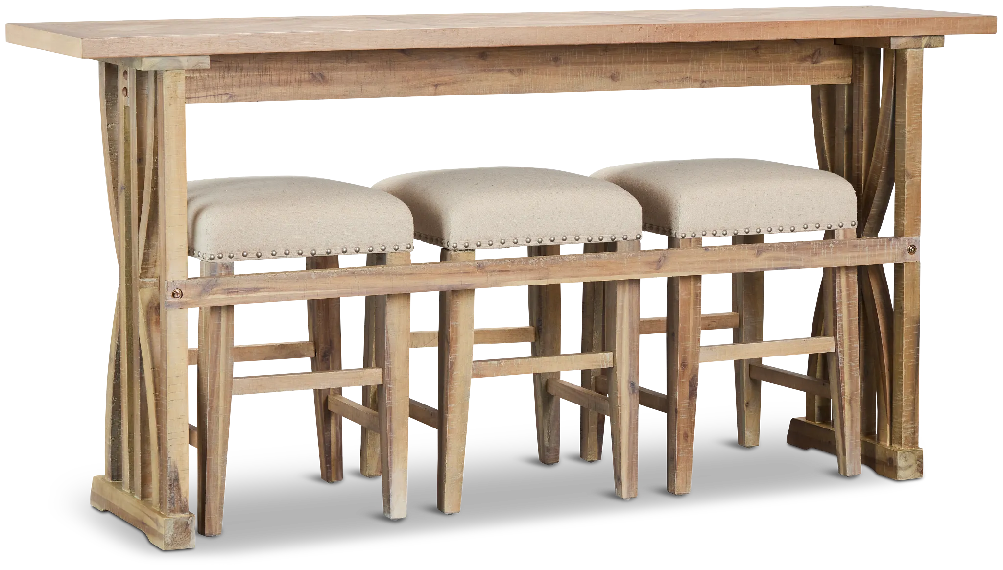 Joplin Light Tone High Table With 3 Backless Barstools