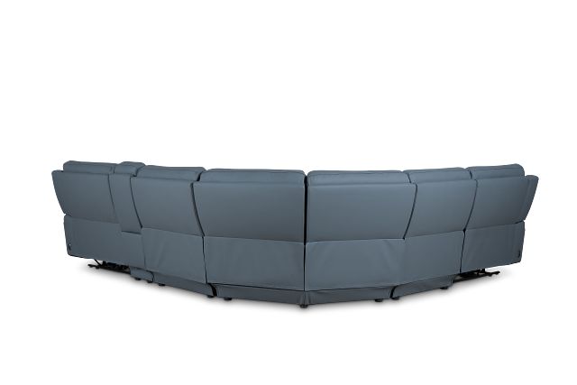 Summit Blue Lthr/vinyl Medium Dual Power 2-arm Reclining Sectional