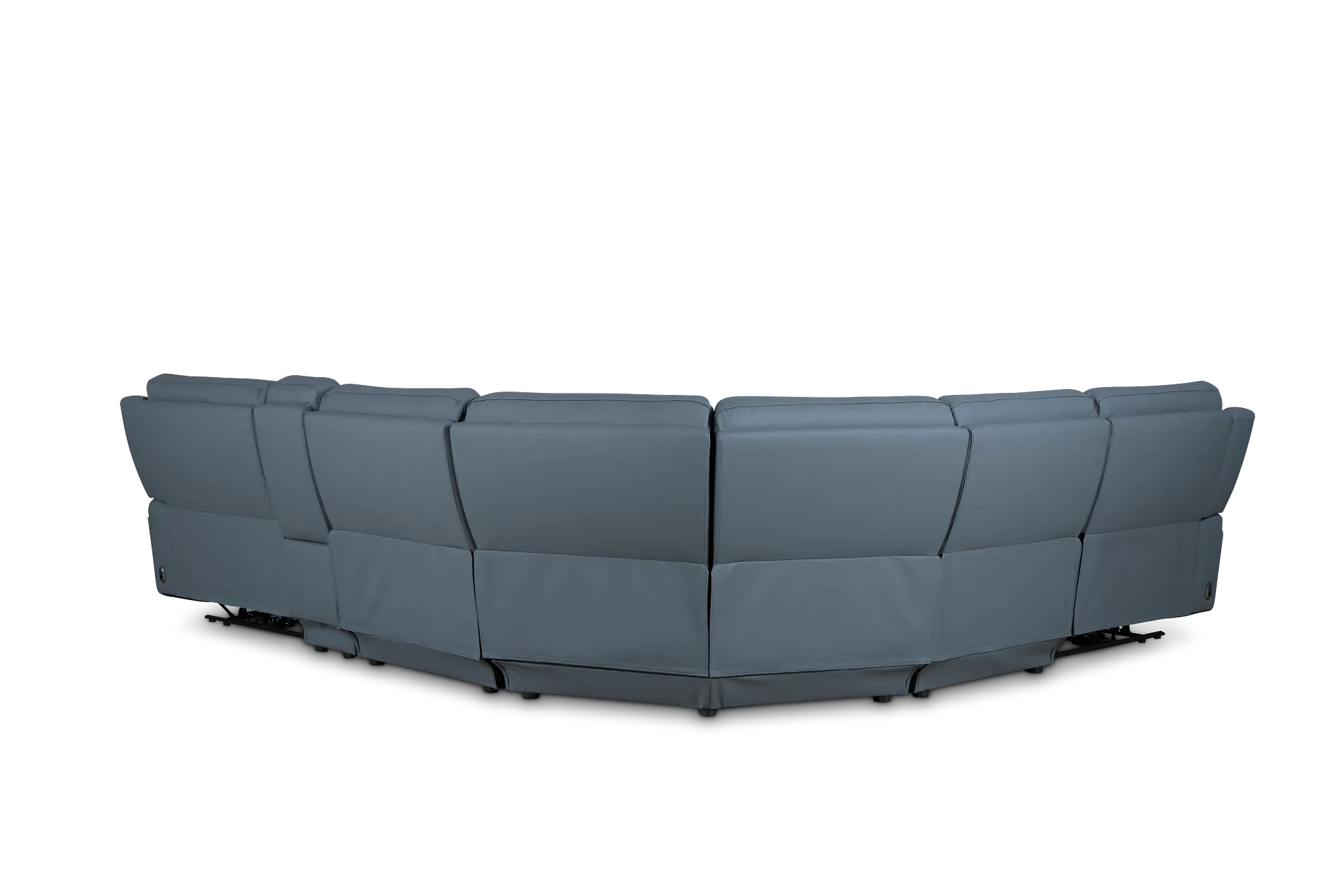 Summit Blue Lthr/vinyl Medium Dual Power 2-arm Reclining Sectional