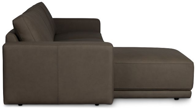 Kellan Dark Gray Leather Left Chaise Sectional