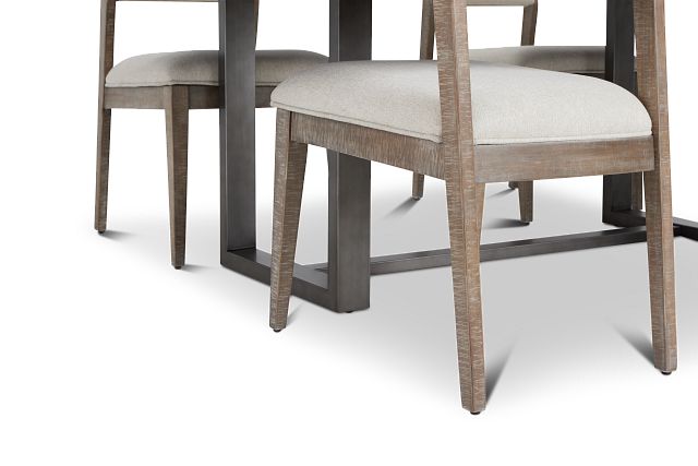 Portland Light Tone Rectangular Table & 4 Upholstered Chairs (9)