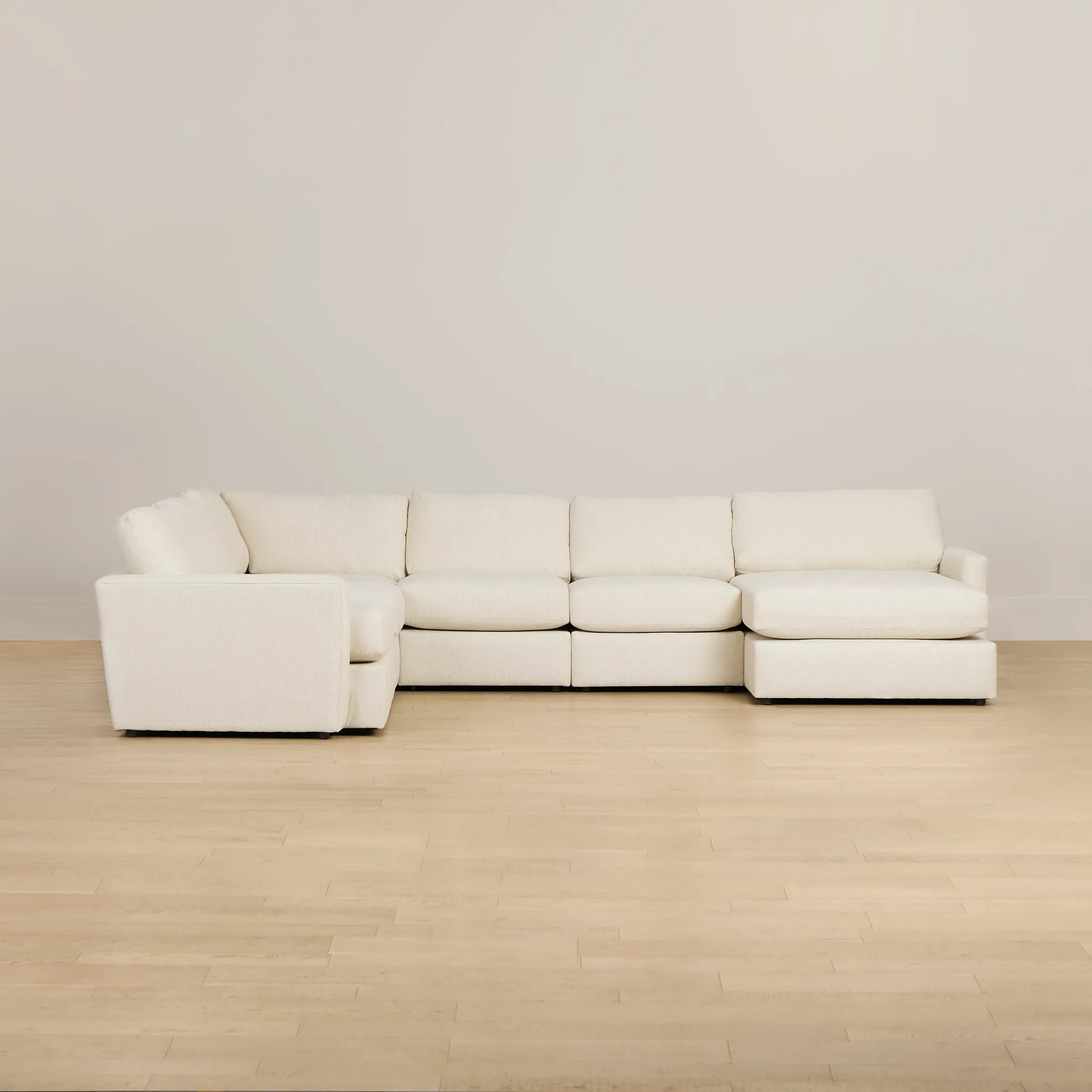 Maxwell Light Beige Fabric Large Right Chaise Sectional