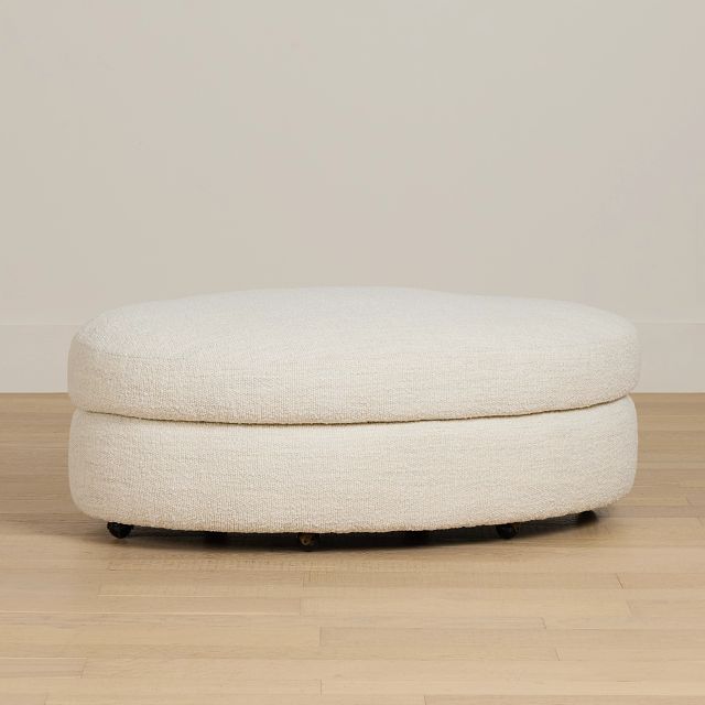 Kaya White Castored Cocktail Ottoman