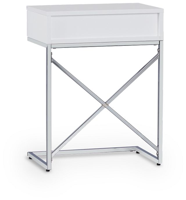 Esher White Chrome Nightstand