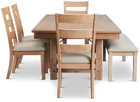 Park City Light Tone Rect Table With 4 Wood Side Chairs & Bench