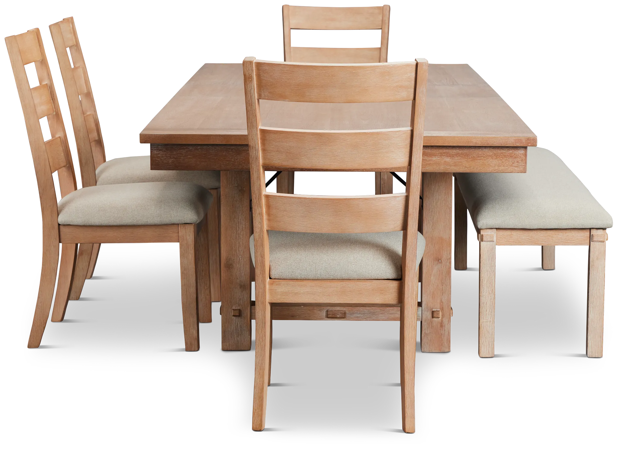 Park City Light Tone Rect Table With 4 Wood Side Chairs & Bench