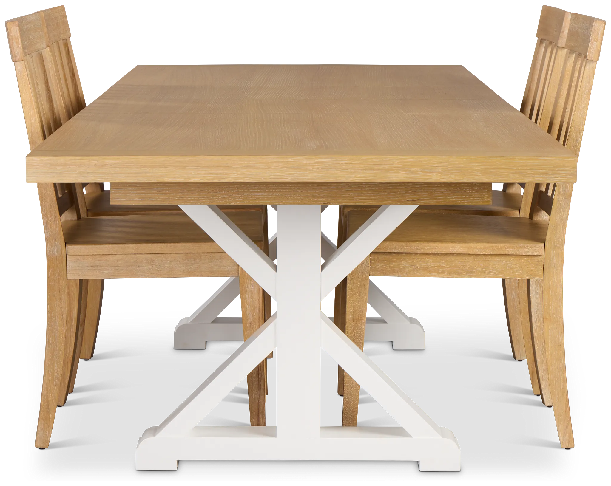 Nantucket Two-tone Light Tone Trestle Table & 4 Light Tone Chairs