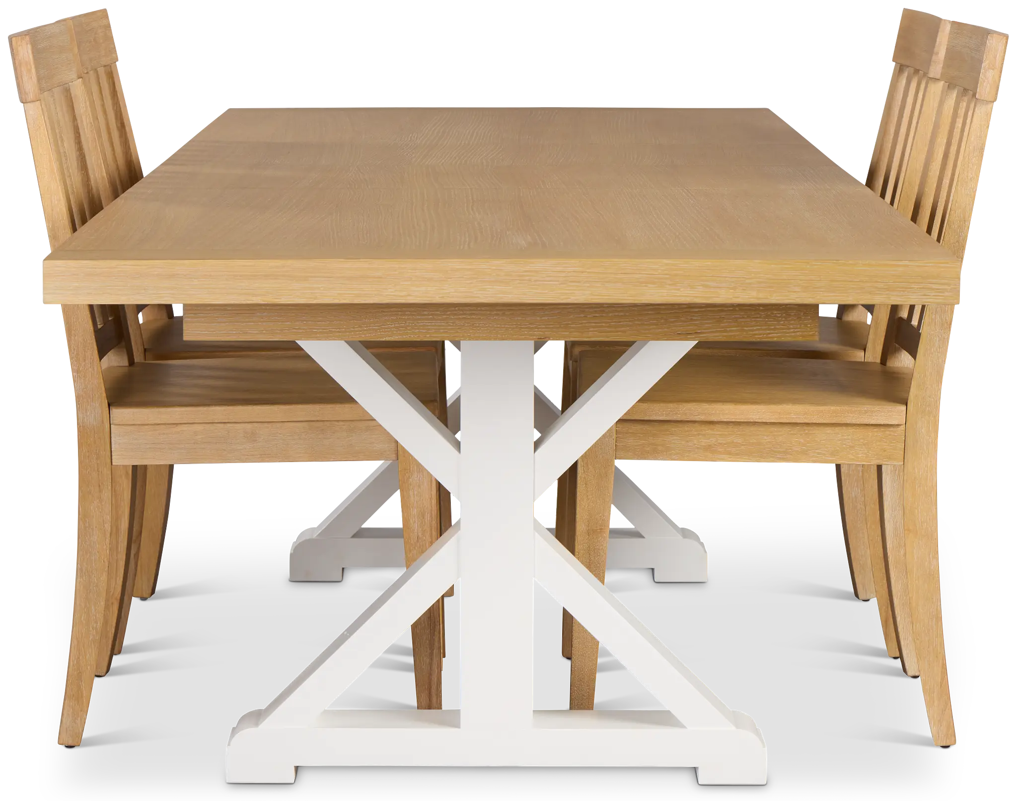 Nantucket Two-tone Light Tone Trestle Table & 4 Light Tone Chairs Nantucket Two-tone Light Tone Trestle Table & 4 Light Tone Chairs