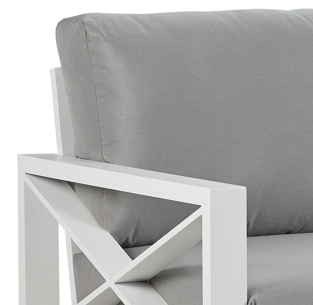 Linear White Dark Gray Aluminum Loveseat