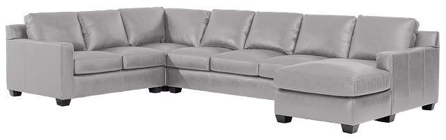 Carson Gray Leather Medium Right Chaise Memory Foam Sleeper Sectional (0)