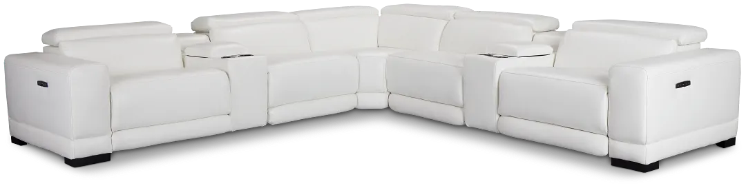 Lombardy White Micro Large Triple Power Reclining Two-arm Sectional