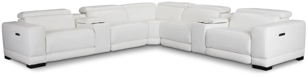 Lombardy White Micro Large Triple Power Reclining Two-arm Sectional Lombardy White Micro Large Triple Power Reclining Two-arm Sectional