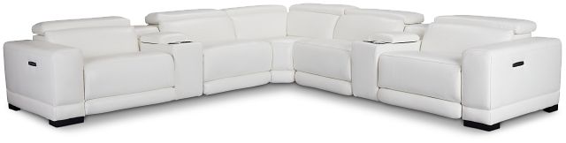 Lombardy White Micro Large Triple Power Reclining Two-arm Sectional