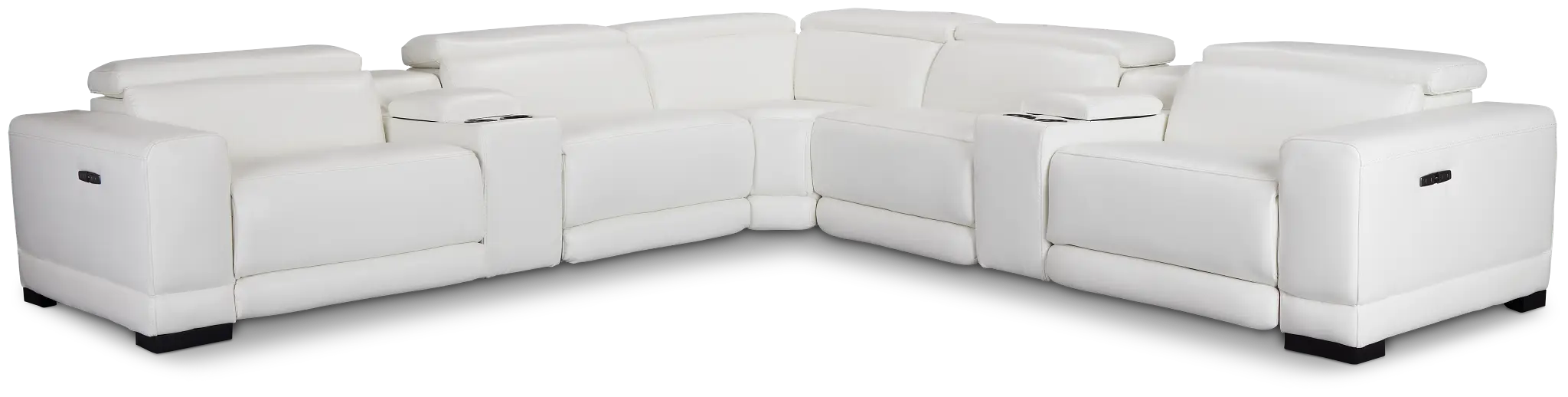 Lombardy White Micro Large Triple Power Reclining Two-arm Sectional Lombardy White Micro Large Triple Power Reclining Two-arm Sectional