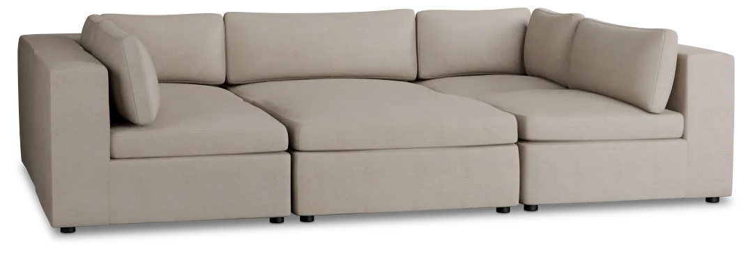 Destin Sutton Beige Fabric 6-piece Pit Sectional