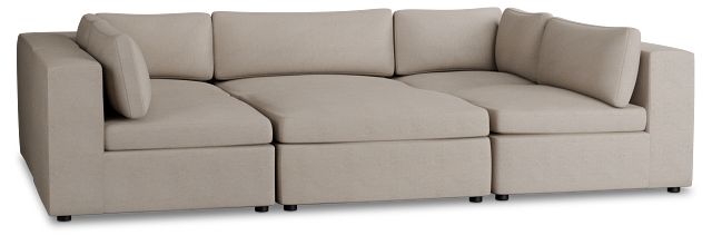 Destin Sutton Beige Fabric 6-piece Pit Sectional