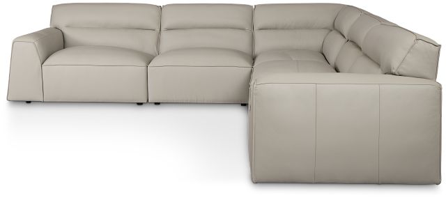 Blanca Gray Leather 5-piece Modular Sectional