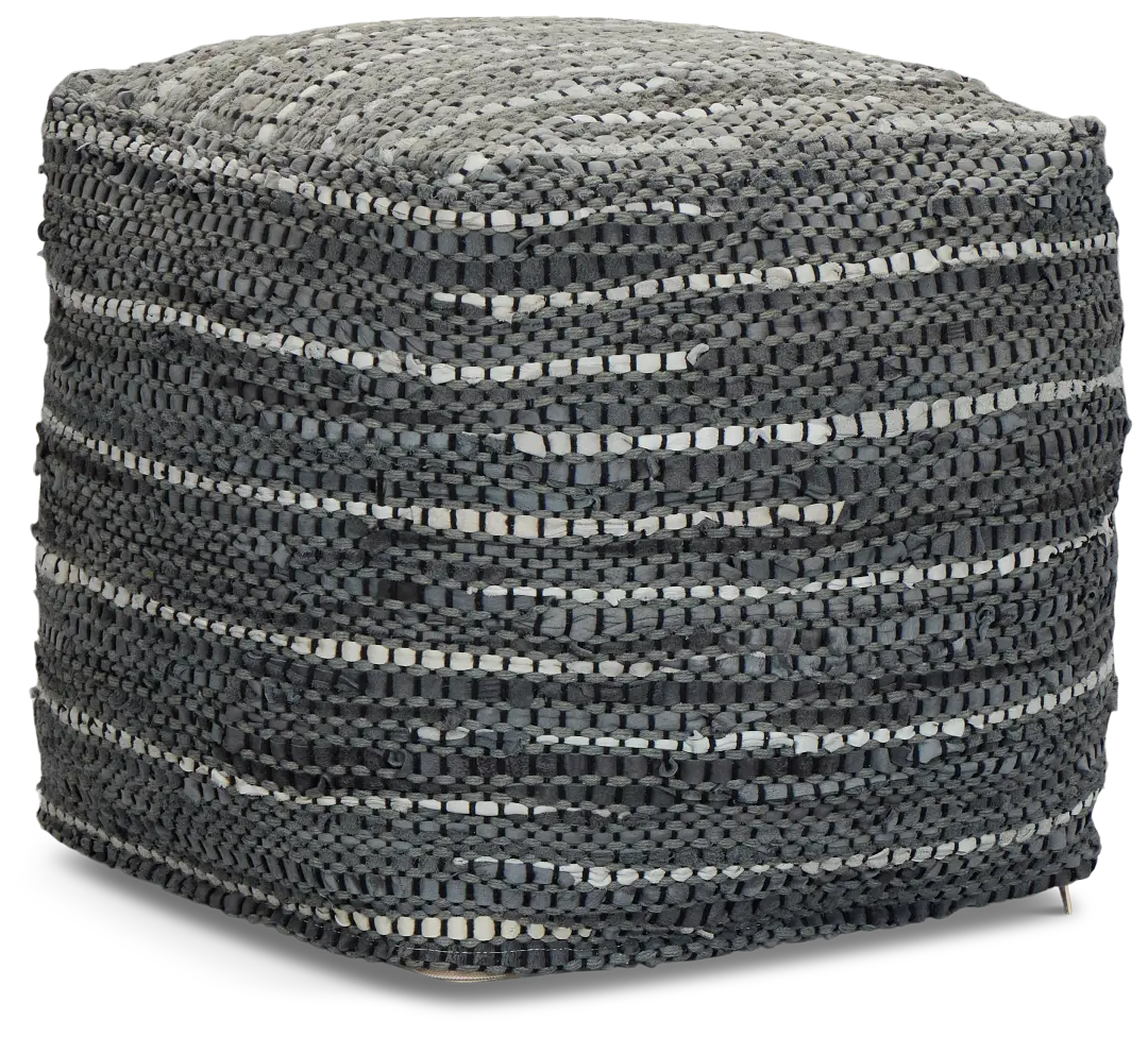 Darra Black Leather Accent Pouf Darra Black Leather Accent Pouf