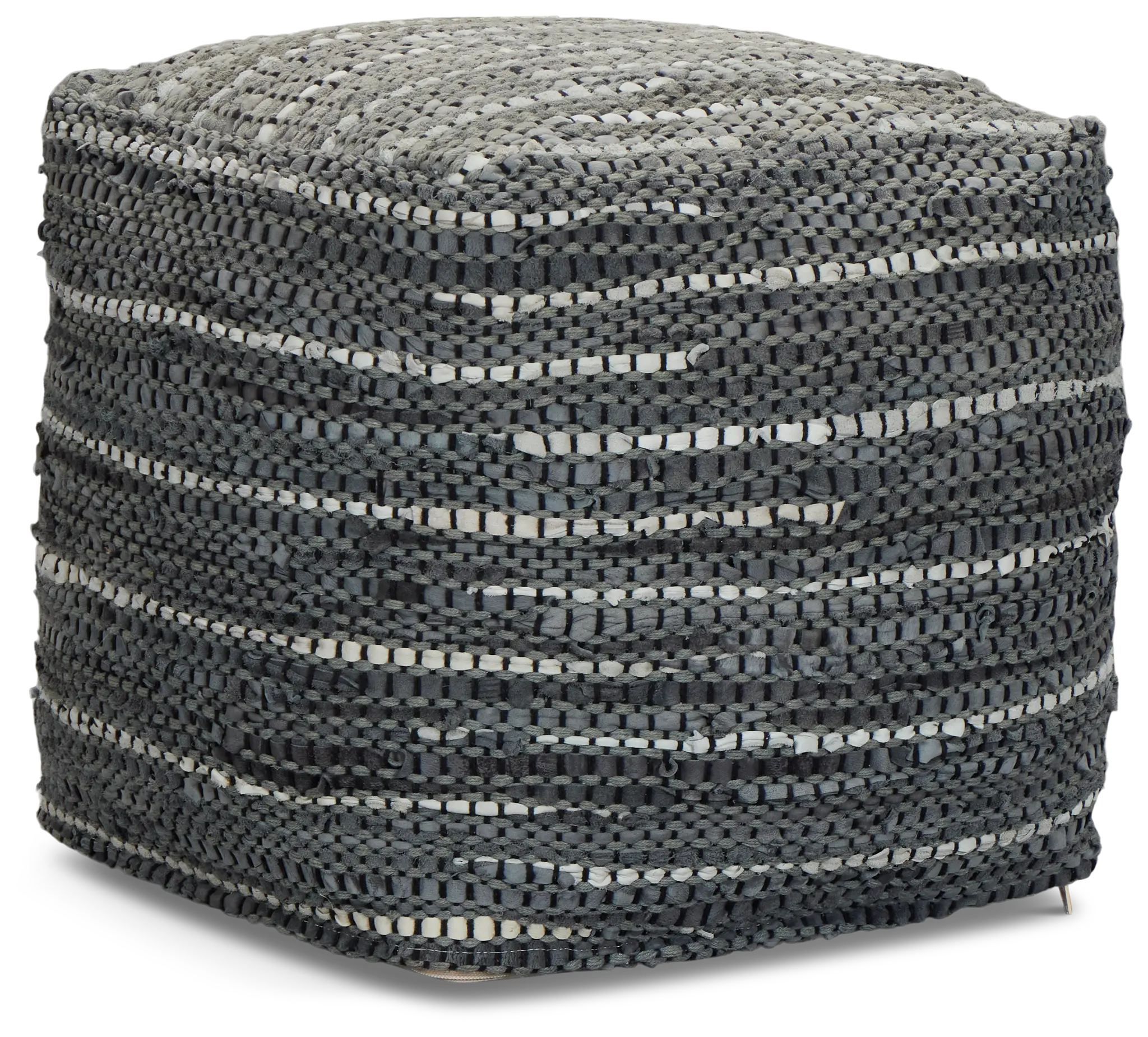 Darra Black Leather Accent Pouf Darra Black Leather Accent Pouf