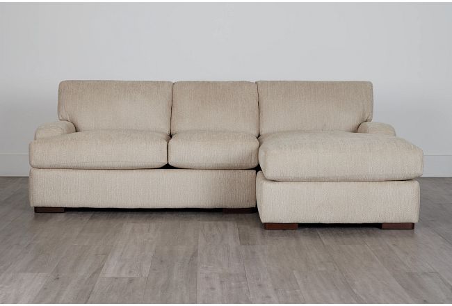 Alpha Beige Fabric Right Chaise Sectional