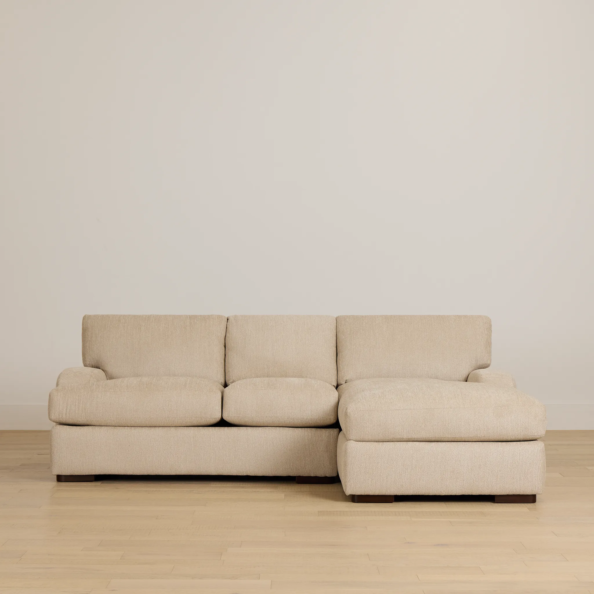 Alpha Beige Fabric Right Chaise Sectional