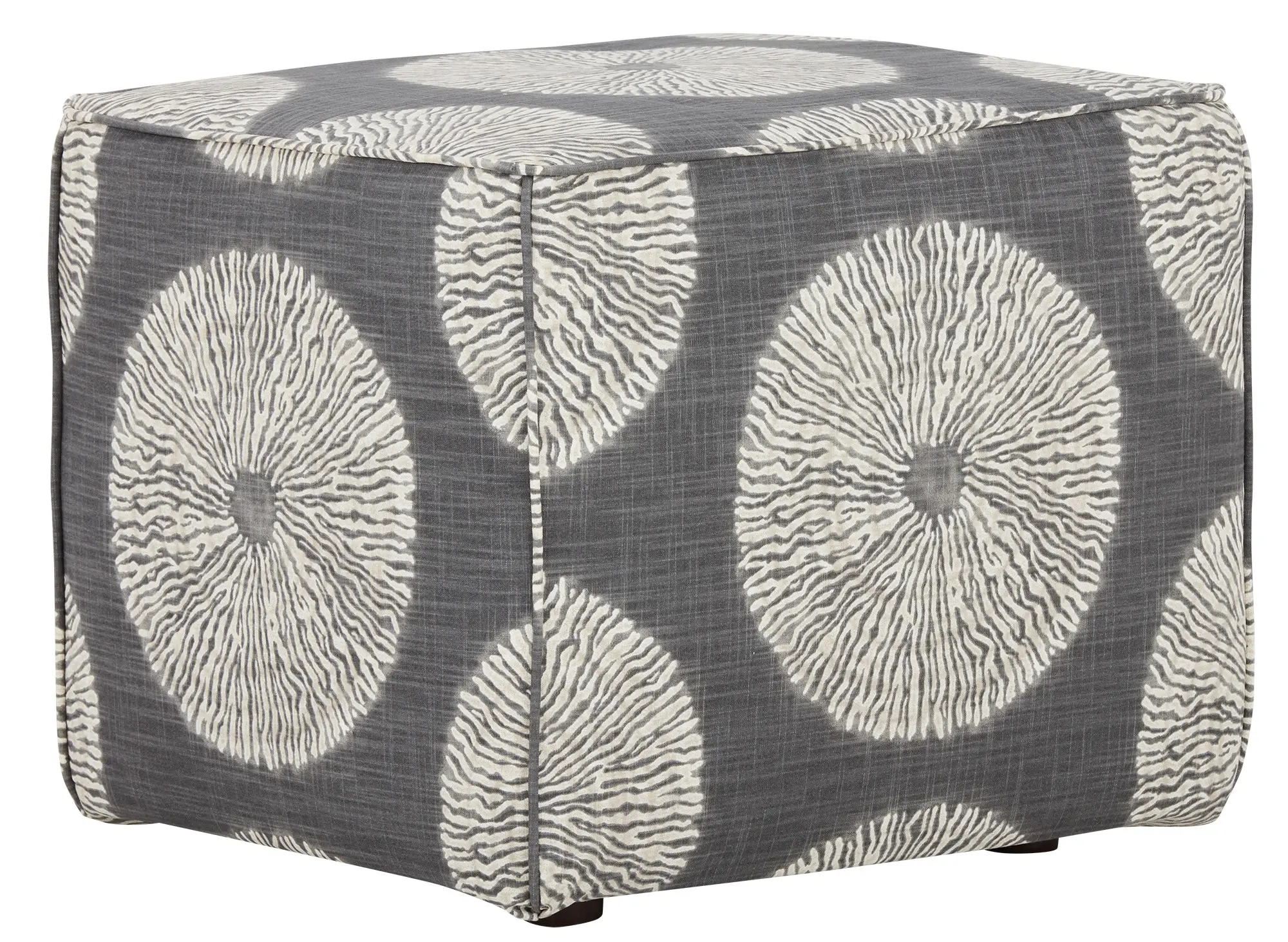 Shibori Gray Fabric Accent Pouf Shibori Gray Fabric Accent Pouf