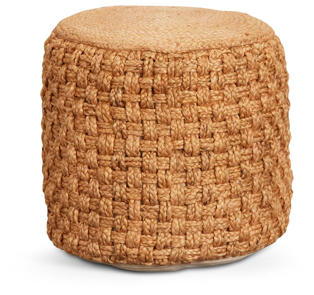 Hari Light Brown Round Accent Pouf